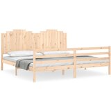 Maison Chic Posteljni Okvir - Dvoposteljna postelja z vzglavjem 200x200 cm trden les, (22080532) | Shoptok.si