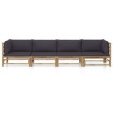 Maison Chic Seti vrtnega pohištva - Vrtna garnitura - Vrtni pohištvo set z blazinami 4-delna temno siva bambus, (21796172) | Shoptok.si