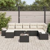 vidaXL 7-delni vrtni kavč set z blazinami rjavega poli ratana | Shoptok.si
