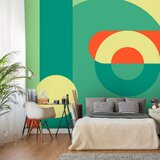  Samoljepljiva foto tapeta - Geometric Wreath (Green) 196x140 Cijene