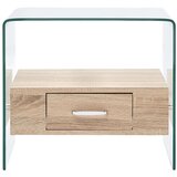Furnova Klubska mizica s predalom 50x50x45 cm kaljeno steklo, (21913825) | Shoptok.si