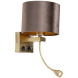 QAZQA Wandlamp brons met velours kap bruin 18cm - Brescia Cene