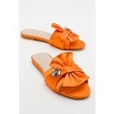 LuviShoes T01 Orange Women's Satin Slippers with Stones Cene