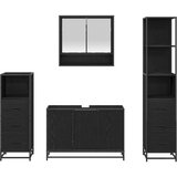 vidaXL Komplet pohištva za kopalnico 4 pcs Črni hrast 90 x 33 x 60 cm | Shoptok.si
