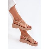 Boto Women's Platform Sandals With Straps Beige Civara | Shoptok.si