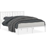  The Living Store Kovinski posteljni okvir z vzglavjem bel 135x190 cm - Posteljni Okvir, (21447495) | Shoptok.si