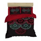set posteljine 462, 200x220cm, crna i crvena