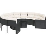 Maison Chic Vrtni kavč - Zunanji kavč z mizo in blazinami okrogel črn poli ratan, (22040821) | Shoptok.si