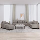  4-dijelni set sofa s jastucima smeđesivi od tkanine | shoptok.hr