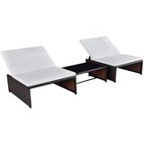 The Living Store Vrtni naslanjač 2 kosa z mizico rjav poli ratan - Vrtni Naslanjač, (21475609) | Shoptok.si
