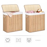 Songmics Koš za perilo 150 L, rjav bambus | Shoptok.si