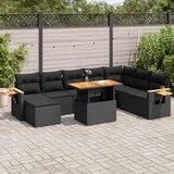  9-dijelni set vrtnih sofa s jastucima crni od poliratana bagrem | shoptok.hr