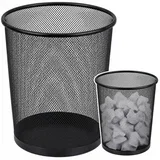Waste Bin Metal Mesh Round Black 10 L