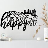 Wallity Zidna dekoracija This Is Our Happy Place, 68x1.5x40 cm, 1.2 mm, Crna Cene