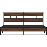 Metalni Kovinski posteljni okvir brez vzmetnice rjavi hrast 183x213 cm, (21607547) | Shoptok.si