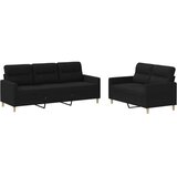  2-dijelni set sofa s jastucima crni od tkanine | shoptok.hr