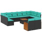  Vrtni set s jastucima, 13 dijelova, crni poliratan | shoptok.hr