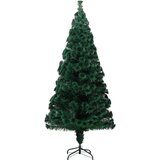vidaXL Umetna novoletna jelka s stojalom zelena 210 cm optična vlakna | Shoptok.si