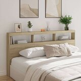 vidaXL Omarica za vzglavje postelje LED sonoma hrast 200x17x102 cm | Shoptok.si