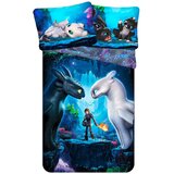 Jerry Fabrics Modra enojna bombažna otroška posteljnina 140x200 cm How To Train Your Dragon – Cene