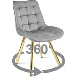  Okretna stolica SORIA 360, svijetlosivi baršun, zlatne metalne noge | shoptok.hr