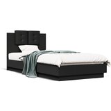 vidaXL Okvir kreveta s uzglavljem crni 90 x 200 cm konstruirano drvo | shoptok.hr