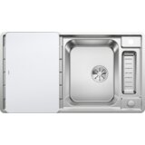 Blanco pomivalno korito AXIS III 5 S-IF InFino INOX 18/10, dodatki 18/10 + bela steklena deska, s podaljškom. prim. | Shoptok.si
