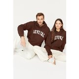 Trendyol Sweatshirt - Brown - Oversize Cene