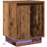 vidaXL Nočna Omarica z LED Svetlobo Staro Les 39x34.5x50 cm, (22090234) u