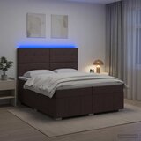  LED okvir za krevet s madracem Tamno smeđa 200 x 200 cm Tkanina | shoptok.hr