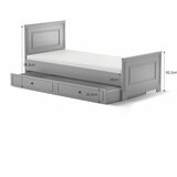 BELLAMY Ines Junior postelja 200x90 cm s predalom/dodatnim ležiščem, siva | Shoptok.si