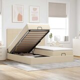  Otomanski okvir kreveta s madracima krem 180x200cm od tkanine | shoptok.hr