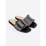 GOODIN Tweed flat sandals black and white | shoptok.hr
