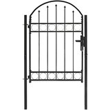  Vrata za ogradu ASSEN s lučnim vrhom čelik 102x125 cm crna | shoptok.hr
