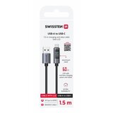 Swissten kabel LED indikator, USB/USB-C 1,5 m, 60W, tekstilni crni | shoptok.hr