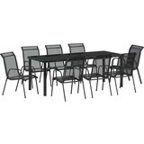  Vrtni set za objed 9 kom. Crna Čelik s prahom premazan | shoptok.hr