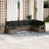  8-dijelni set vrtnih sofa od poliratana s jastucima sivi | shoptok.hr