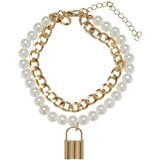 Urban Classics Accessoires Padlock Pearl Layering Bracelet gold Cene