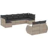 Maison Chic Seti vrtnega pohištva - Vrtna garnitura - Vrtni pohištvo set 9-delna z blazinami sv. siv poli ratan, (21797299) | Shoptok.si