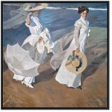  Slika - Joaquín Sorolla y Bastida – Strolling along the Seashore 60x60 U crnom drvenom okviru | shoptok.hr
