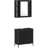  Kupaonske jedinice s umivaonikom 3 pcs Crna Konstruirano drvo | shoptok.hr