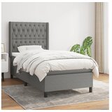  Box spring postelja z vzmetnico temno siva 100x200 cm blago | Shoptok.si