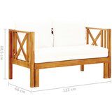 Vrtna klupa za 2 osobe s jastucima 122cm masivno bagremovo drvo | shoptok.hr