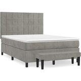 The Living Store Box spring postelja z vzmetnico svetlo siv 140x190 cm žamet - Box Spring Postelja, (21492087) | Shoptok.si