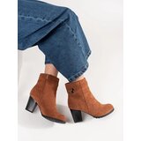 GOODIN Brown suede ankle boots on a heel | Shoptok.si