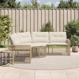 Maison Chic Vrtni kavč - Zunanji kavč z blazinami in stolčkom za noge bež poli ratan, (22043852) | Shoptok.si
