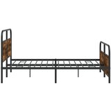 vidaXL Kovinski posteljni okvir brez vzmetnice dimljen hrast 160x200cm | Shoptok.si