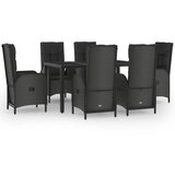 The Living Store Vrtna jedilna garnitura 7-delna z blazinami črno-siv poli ratan - Vrtna Jedilna Garnitura, (21421605) | Shoptok.si