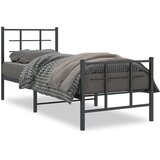  The Living Store Kovinski posteljni okvir z vzglavjem in vznožjem črn 75x190 cm - Posteljni Okvir, (21498343) | Shoptok.si