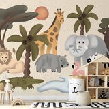 Foto tapeta - Children\'s Africa - Animals With Simple Shapes 100x70 Premium | shoptok.hr